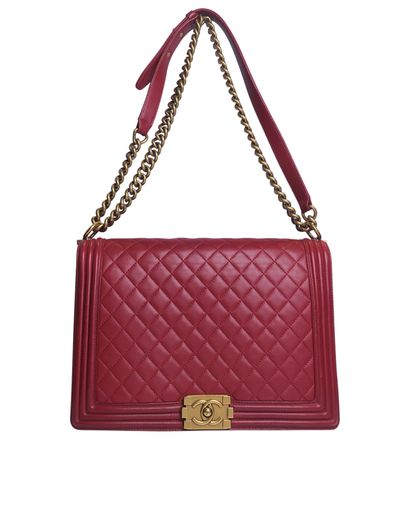 Boy Bag Large, &pound;3,200, Handbags, Red, Leather, Front view